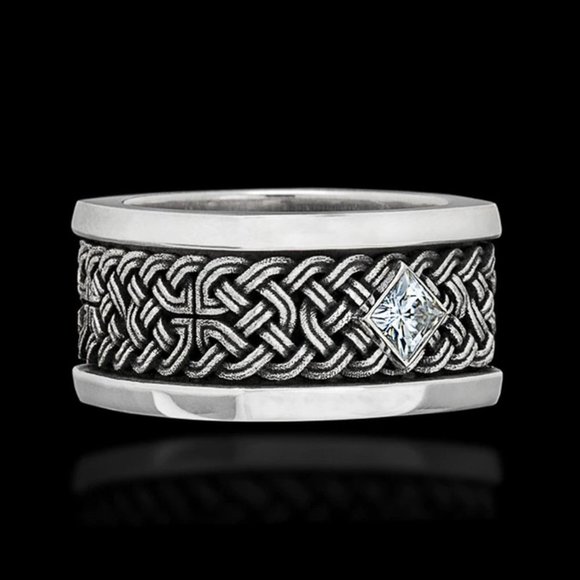 🎁925 Silver Plated Unique Black Huge Heavy Men Ring, MLNN1239 - Picture 4 of 4